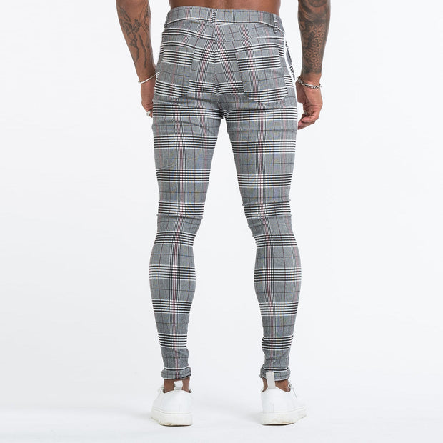 Men's fashion plaid casual trousers