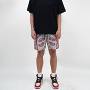 Trendy cashew flower retro mesh shorts