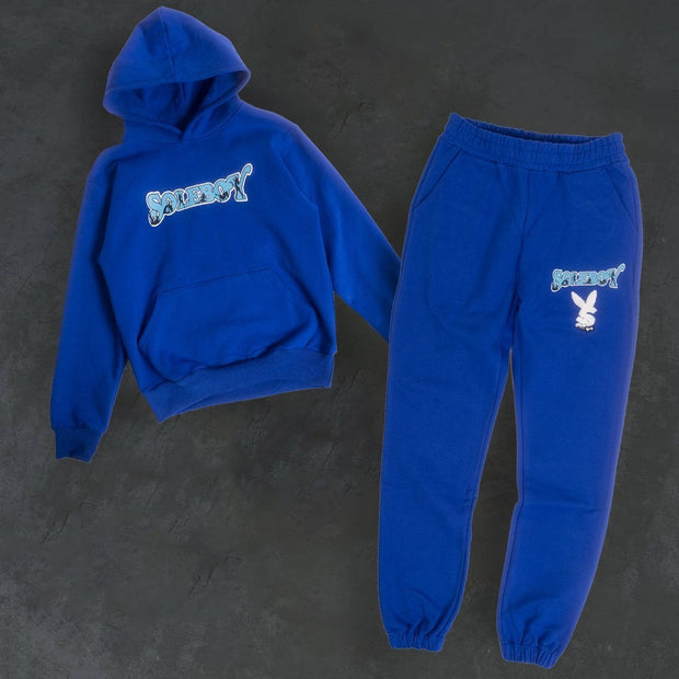 Street style personality letter hoodie casual pants suit