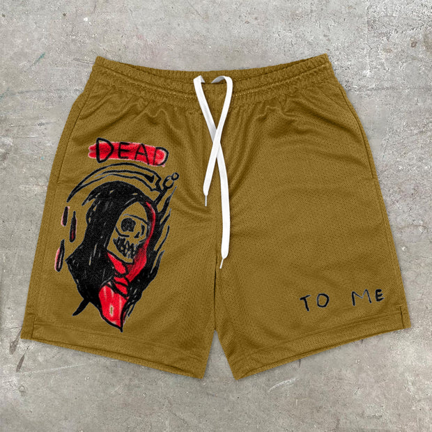 Personality spoof pattern street mesh shorts