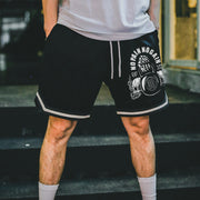 skull print track shorts