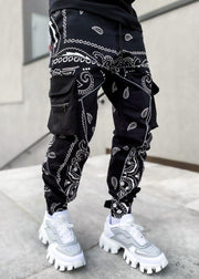 Fashion trend printing harem pants multi-pocket cargo trousers