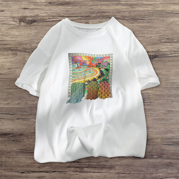 Literary Fan Printed Retro Short Sleeve T-Shirt