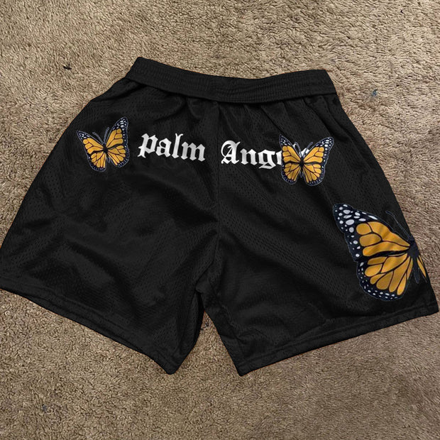 Letter print butterfly fashion sports shorts