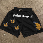 Letter print butterfly fashion sports shorts