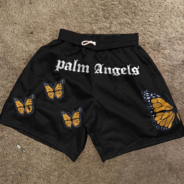 Letter print butterfly fashion sports shorts