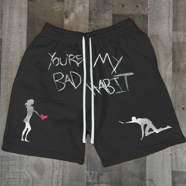 Statement street style letter print shorts