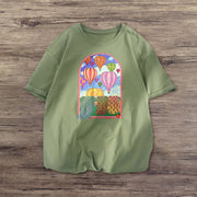 Air ball hit color print short-sleeved T-shirt