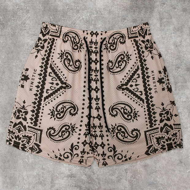 Cashew Blossom Casual Fashion Print Mesh Shorts