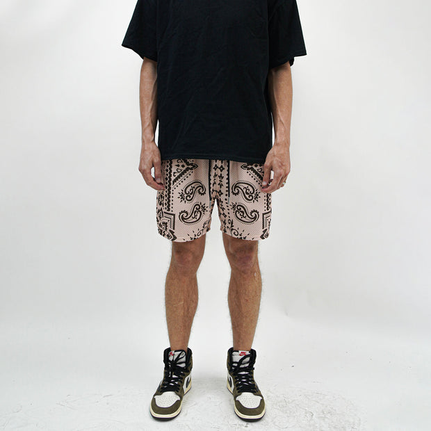 Cashew Blossom Casual Fashion Print Mesh Shorts