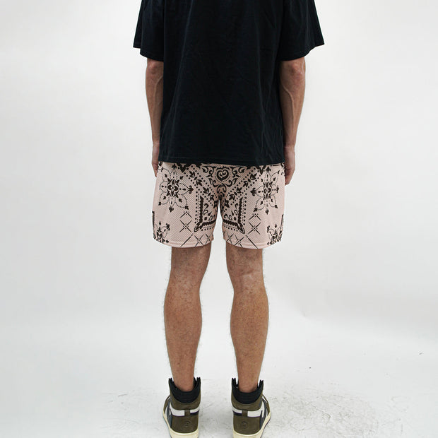Cashew Blossom Casual Fashion Print Mesh Shorts