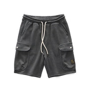 Simple contrast color stitching loose straight drape five-point sweatpants