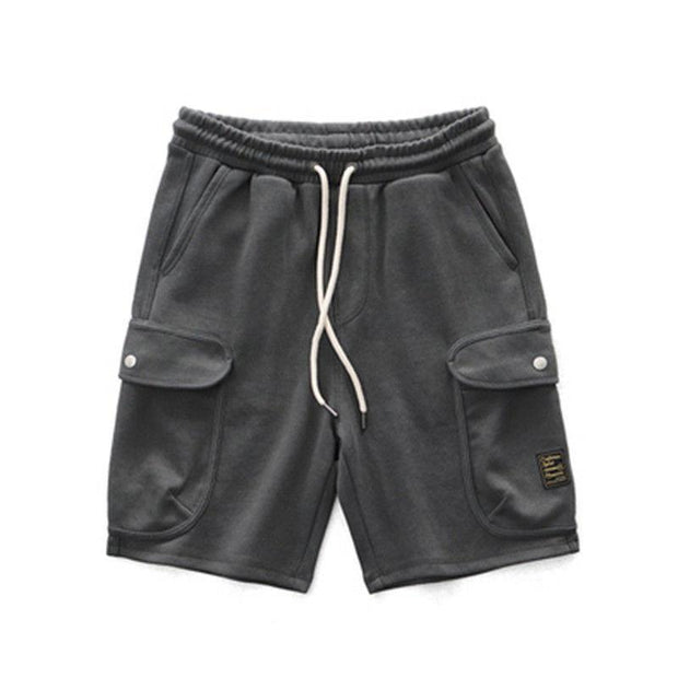 Simple contrast color stitching loose straight drape five-point sweatpants