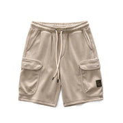 Simple contrast color stitching loose straight drape five-point sweatpants
