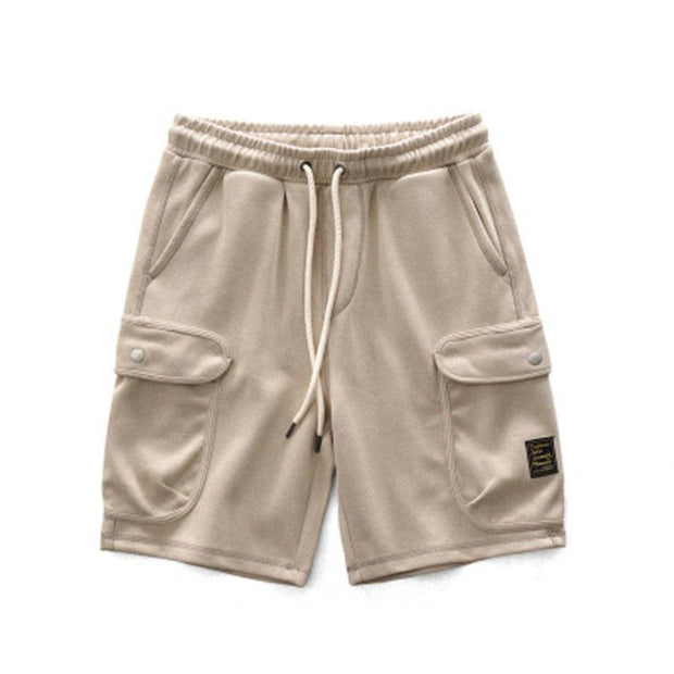Simple contrast color stitching loose straight drape five-point sweatpants