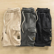 Simple contrast color stitching loose straight drape five-point sweatpants
