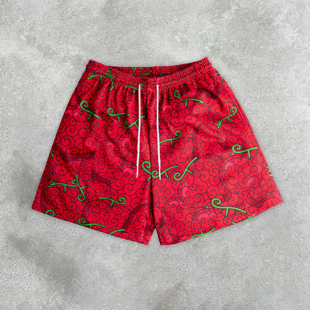 Men's casual preppy printed mesh shorts