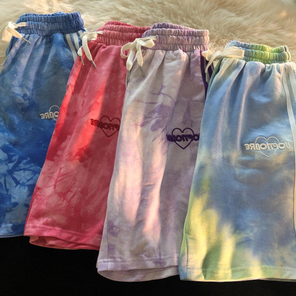 Tie-dye design sense of American fashion casual five-point sports pants
