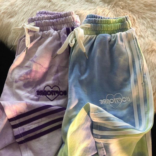 Tie-dye design sense of American fashion casual five-point sports pants