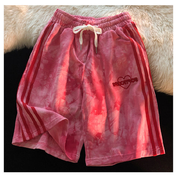 Tie-dye design sense of American fashion casual five-point sports pants
