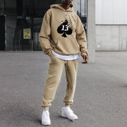 Peach Heart Printed Loose Hoodie and Pants Sports Casual Suit