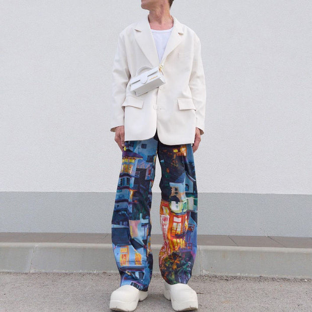 Hip-hop fashion street loose straight through casual trousers