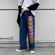 Smile print fashion hip-hop casual jeans