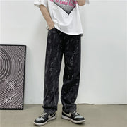 Wide-leg jeans men's loose straight-leg trousers old pants