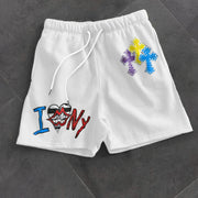 Trendy casual graffiti print shorts