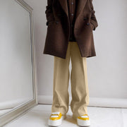 Street style fashion double-breasted straight suit trousers