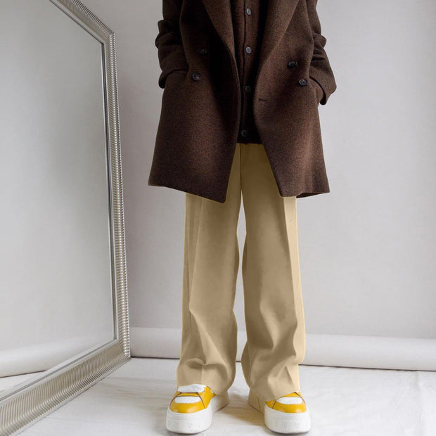 Street style fashion double-breasted straight suit trousers