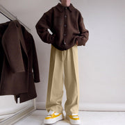 Street style fashion double-breasted straight suit trousers