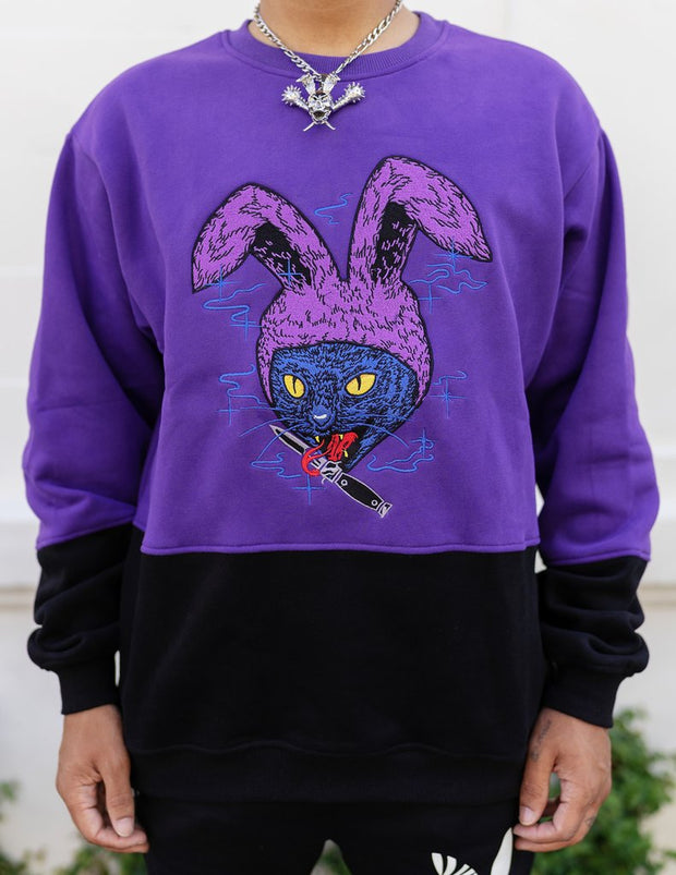 Rabbit robber casual street home sports stitching sweater