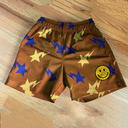 Contrasting retro smiley print street shorts