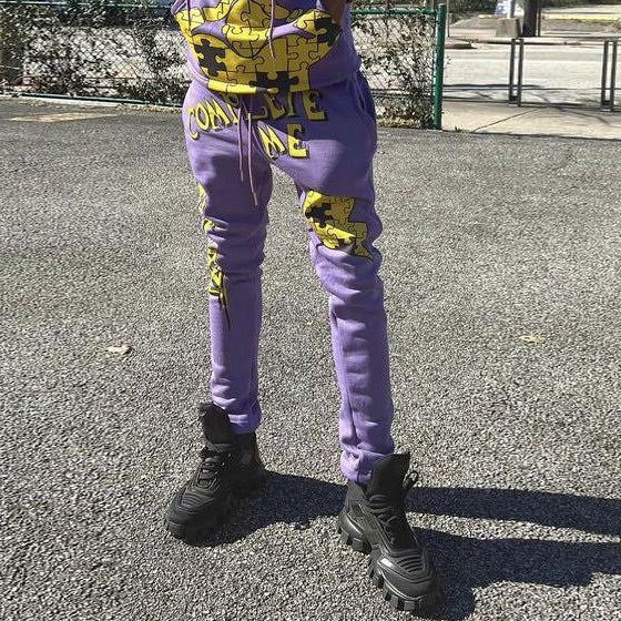 Fashionable sports puzzle print trousers