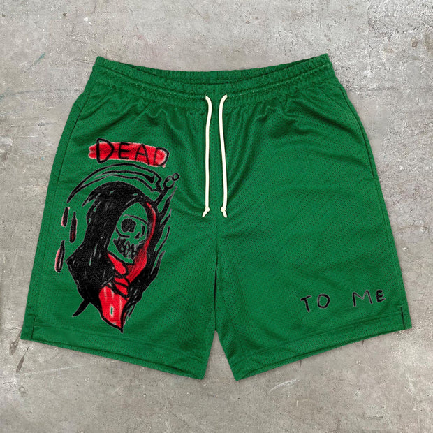Personality spoof pattern street mesh shorts