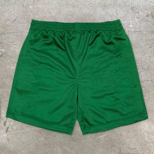 Personality spoof pattern street mesh shorts