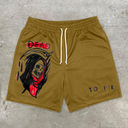 Personality spoof pattern street mesh shorts