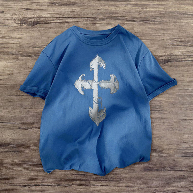 Cross Faith Print Short Sleeve T-Shirt