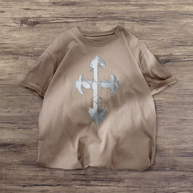 Cross Faith Print Short Sleeve T-Shirt