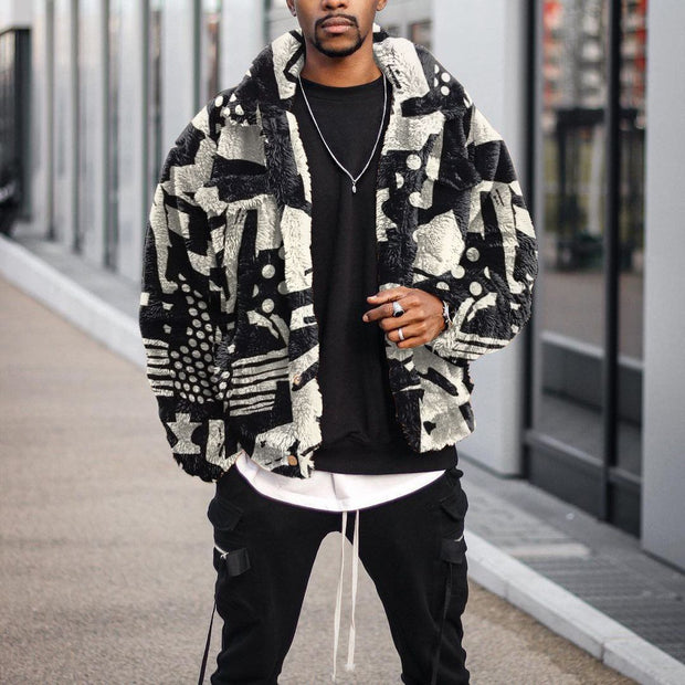 Casual hit color black and white jacket