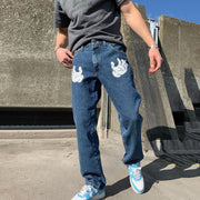 Casual personality simple hand pattern trousers