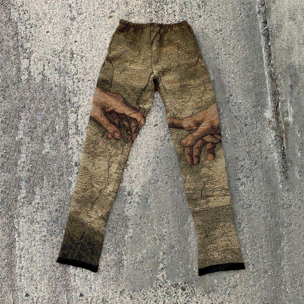 Retro street fashion straight-through trousers