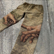 Retro street fashion straight-through trousers