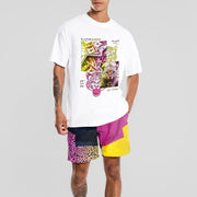 Casual tiger print shorts suit