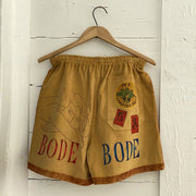 Street-inspired hand-painted printed corduroy baggy shorts