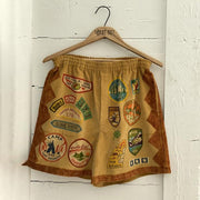 Street-inspired hand-painted printed corduroy baggy shorts