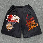 Hip hop flame dunk pattern casual shorts