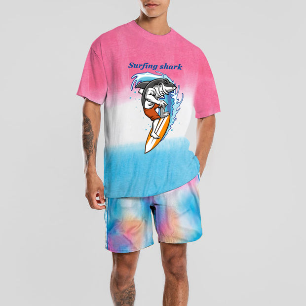 Personalized leisure surfing shark print suit