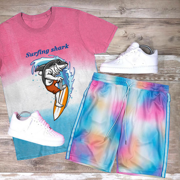 Personalized leisure surfing shark print suit
